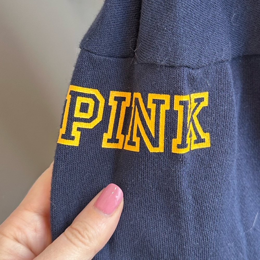 Victoria's Secret Pink 5th & Ocean US‎ Navy Blue Mesh Crewneck Sweatshirt Large - Picture 5 of 6